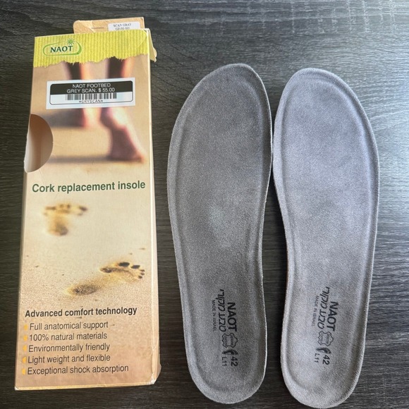 Naot Shoes - Naot Scan Gray Cork Replacement Insoles Womens 11 EU 42 G3150-001 Footbed New